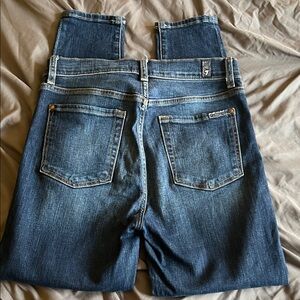 7 For All Mankind Women's Straight Leg Jeans Aubrey in Dark Wash Blue Size 28